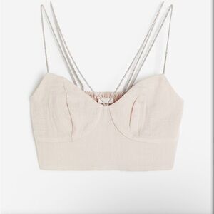 NWOT H&M Cream Bralette Crop Top with Spaghetti Straps